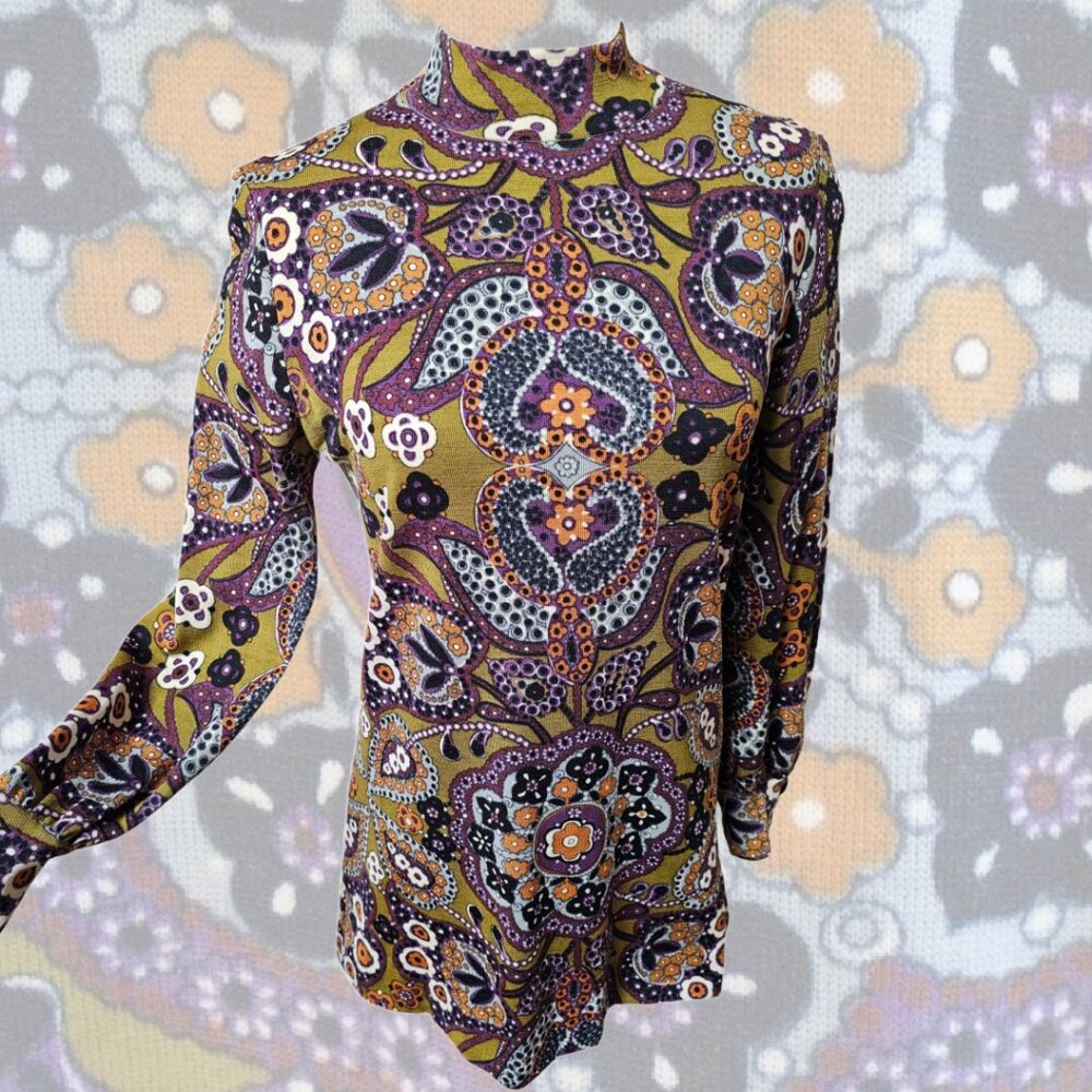 GOLDWORM Vintage Mock Turtleneck Virgin Merino Wool Mod Tunic Italy M